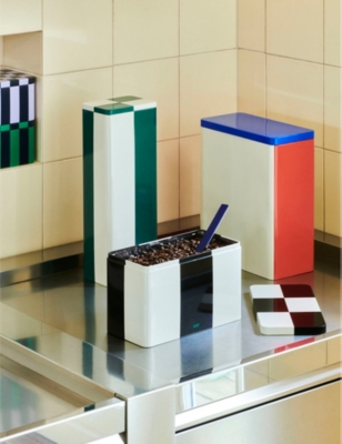 Hay Striped-pattern Tin Container Black And Offwhite