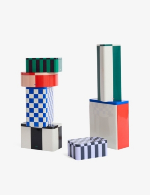 Hay Checkerboard-pattern Small Tin Container Dark Blue And Lavender In Dark Blue And Lavender