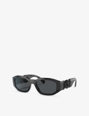 Versace Womens Black Ve4361 Rectangular-frame Acetate Sunglasses In Black