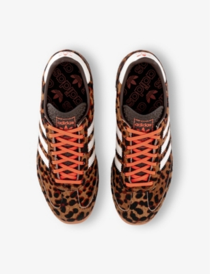 Adidas Originals Womens Adidas Sl 72 Leopard-print Suede And Mesh Low-top Trainers In Black