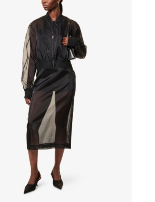 THE FRANKIE SHOP: Peri Sheer Silk-Blend Midi Skirt