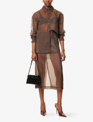 THE FRANKIE SHOP: Peri Sheer Silk-Blend Midi Skirt