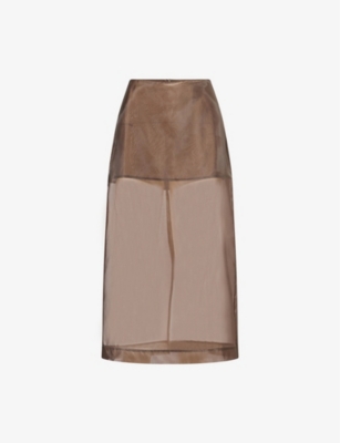 THE FRANKIE SHOP: Peri Sheer Silk-Blend Midi Skirt