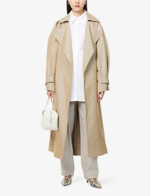 THE FRANKIE SHOP: Astoria cut-out sleeve woven trench coat