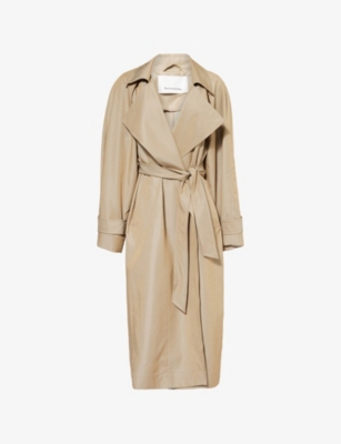 THE FRANKIE SHOP: Astoria cut-out sleeve woven trench coat