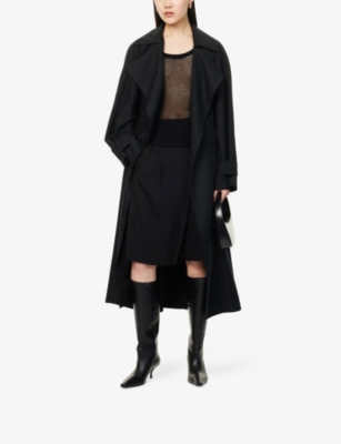 THE FRANKIE SHOP: Astoria cut-out sleeve woven trench coat