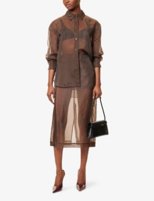 THE FRANKIE SHOP: Peri Long-Sleeve Sheer Silk-Blend Shirt