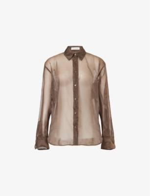 THE FRANKIE SHOP: Peri Long-Sleeve Sheer Silk-Blend Shirt