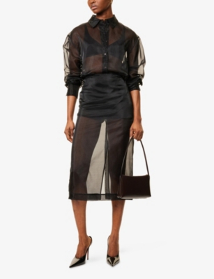 THE FRANKIE SHOP: Peri Long-Sleeve Sheer Silk-Blend Shirt