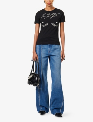 JEAN PAUL GAULTIER: Printed Short-Sleeves Cotton-Jersey T-Shirt