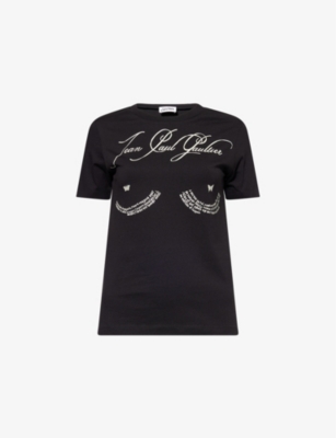 JEAN PAUL GAULTIER: Printed Short-Sleeves Cotton-Jersey T-Shirt
