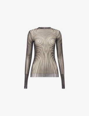 JEAN PAUL GAULTIER: Spiral Long-Sleeves Woven Top