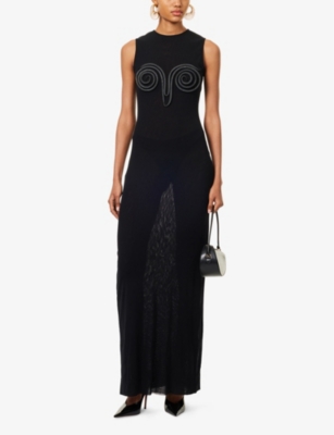 JEAN PAUL GAULTIER: Spiral-Embellishment Sleeveless Woven Maxi Dress