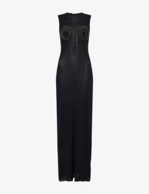 JEAN PAUL GAULTIER: Spiral-Embellishment Sleeveless Woven Maxi Dress