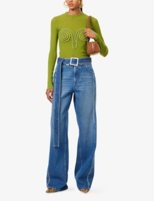 JEAN PAUL GAULTIER: Spiral-Embellishment Long-Sleeves Woven Top