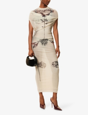 JEAN PAUL GAULTIER: Graphic-Print Slim-Fit Woven Maxi Dress