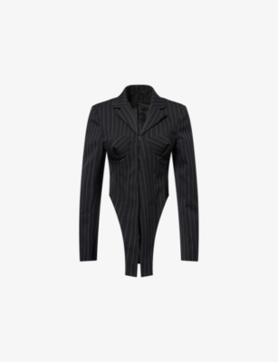 JEAN PAUL GAULTIER: Pinstripe Moulded-Cups Wool Jacket