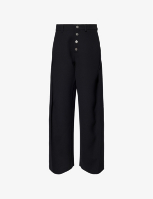 JEAN PAUL GAULTIER: Sculptural Two-Slip-Pockets Wide-Leg High-Rise Woven Trousers