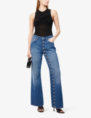 JEAN PAUL GAULTIER: Semi-Sheer Tattoo-Print Woven Tank Top
