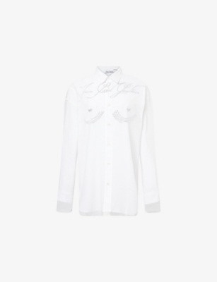 JEAN PAUL GAULTIER: Double-Layer Graphic-Print Cotton Shirt