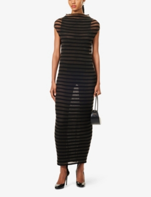 JEAN PAUL GAULTIER: Mariniere Striped Woven-Blend Maxi Dress