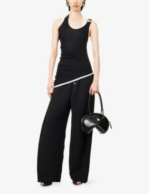 JEAN PAUL GAULTIER: Draped Double-Layer Cotton Tank Top