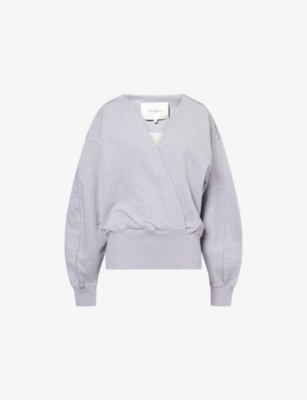 Jw Anderson Mens Rounded Wrap Cotton-jersey Sweatshirt Grey Melange Xs
