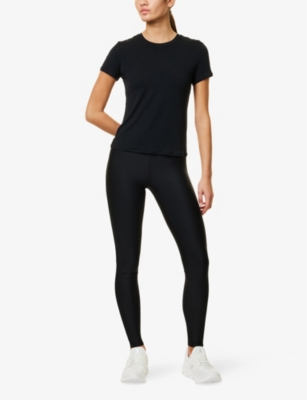 ALO YOGA WOMENS BLACK/WHITE AIRLIFT HIGH-WAIST SUIT UP LEGGINGS XS 