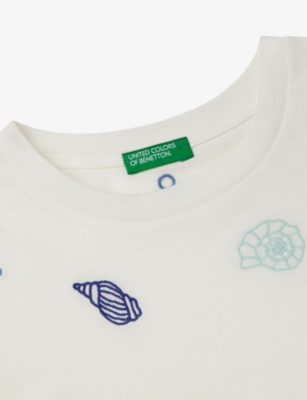 Benetton Offwhite Boxy Short-sleeve Logo Cotton-jersey T-shirt 6-14