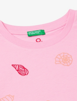 Benetton Pink Boxy Short-sleeve Logo Cotton-jersey T-shirt 6-14