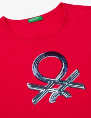 BENETTON: Sequin-Embroidery Sleeveless Cotton-Jersey T-Shirt 6-14 Years