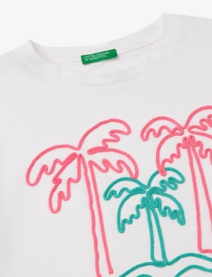Benetton Graphic-print Boxy Cotton-jersey T-shirt 6-14 Years Optical Whit