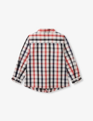 Benetton Multicolor Check-print Long-sleeve Cotton-poplin Shirt 18 Months - 6 In Multicolor