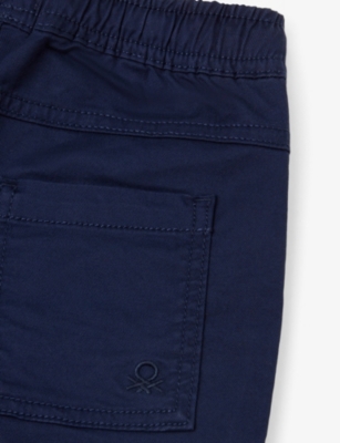 Benetton Night Blue Elasticated-waist Cotton Trousers 6-1 In Night Blue