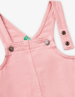 BENETTON: Logo-Tag Patch-Pocket Denim Dungaree Dress 18 Months-6 Years