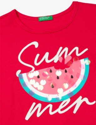 BENETTON: Sequin-Embroidery Sleeveless Cotton-Jersey T-Shirt 6-14 Years