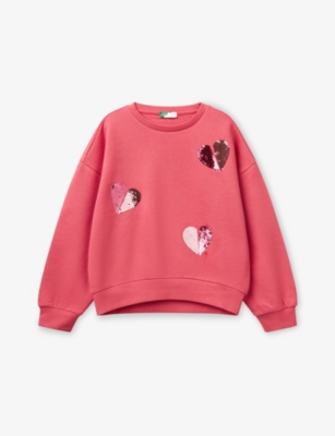 BENETTON: Sequin-Embellished Crewneck Cotton-Jersey Sweatshirt 6-14 Years