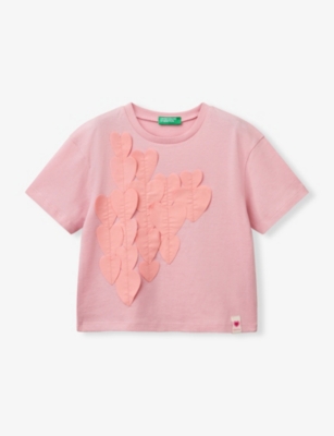 BENETTON: Heart-Appliqué Cotton T-Shirt 18 Months - 6 Years