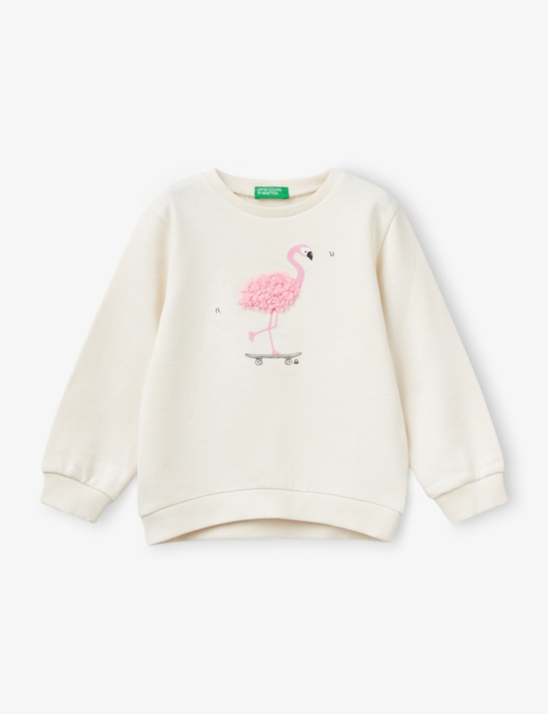 Petal Flamingo Embroidered Cotton Sweatshirt 18 Months - 6 Years