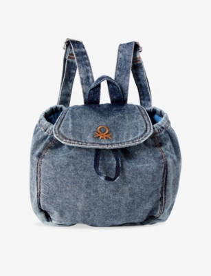 BENETTON: Kids' Logo-Embroidered Denim Backpack
