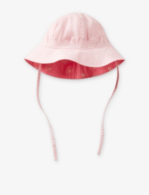 Benetton Reversible Cotton Bucket Hat 1-18 Months Pastel Pink In Pink
