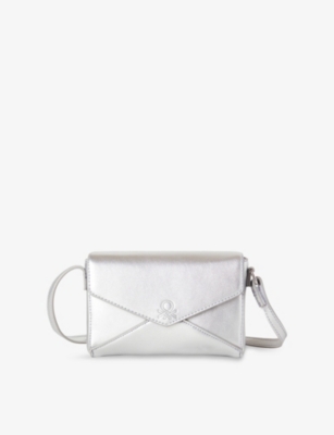 BENETTON: Kids' Logo-Embossed Metallic Faux-Leather Shoulder Bag