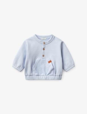 BENETTON: Button-Placket Round-Neck Cotton-Jersey Sweatshirt 1-18 Months