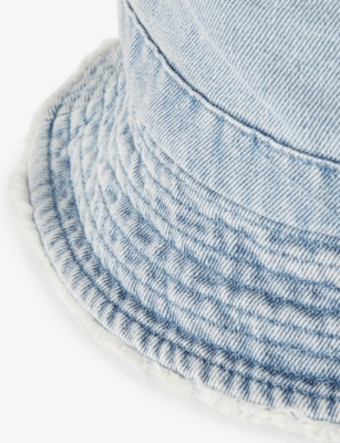 BENETTON: Stud-Embellished Frayed-Brim Denim Bucket Hat 6-14 Years