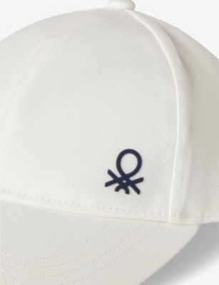 Benetton Optical White Logo-embroidered Cotton Baseball Cap 1-6 Year In Optical White