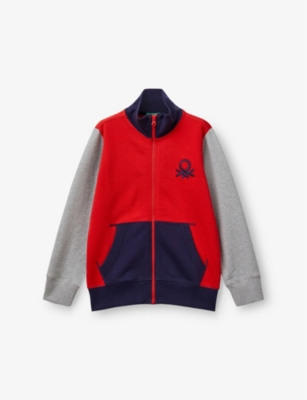 BENETTON: Logo-Embroidered Colour-Block Cotton Sweatshirt 6-14 Years