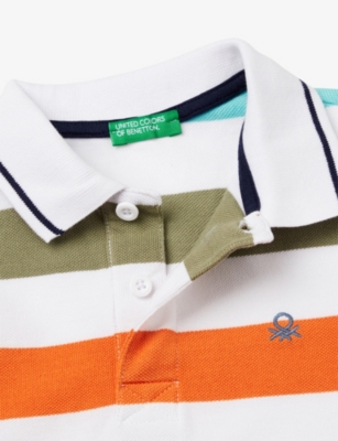 Benetton Multicolor Stripe-print Short-sleeve Cotton-pique Polo Shirt 6-14 In Multicolor