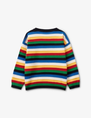 BENETTON: Striped Logo-Patch Cotton-Blend Jumper 18 Months - 6 Years