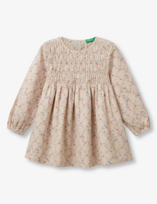 BENETTON: Floral pattern long sleeve dress 18 Months - 6 Years