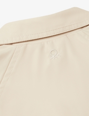 BENETTON: Double-Breasted Short Cotton-Gabardine Trench Coat 7-14 Years